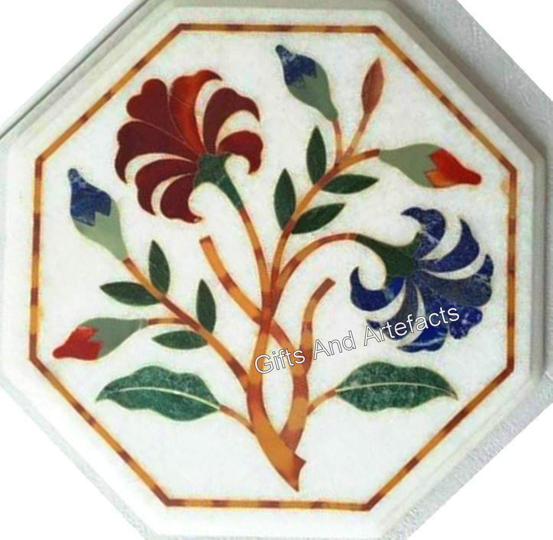 Table basse en marbre blanc 23x23 cm comme décoration d'intérieur