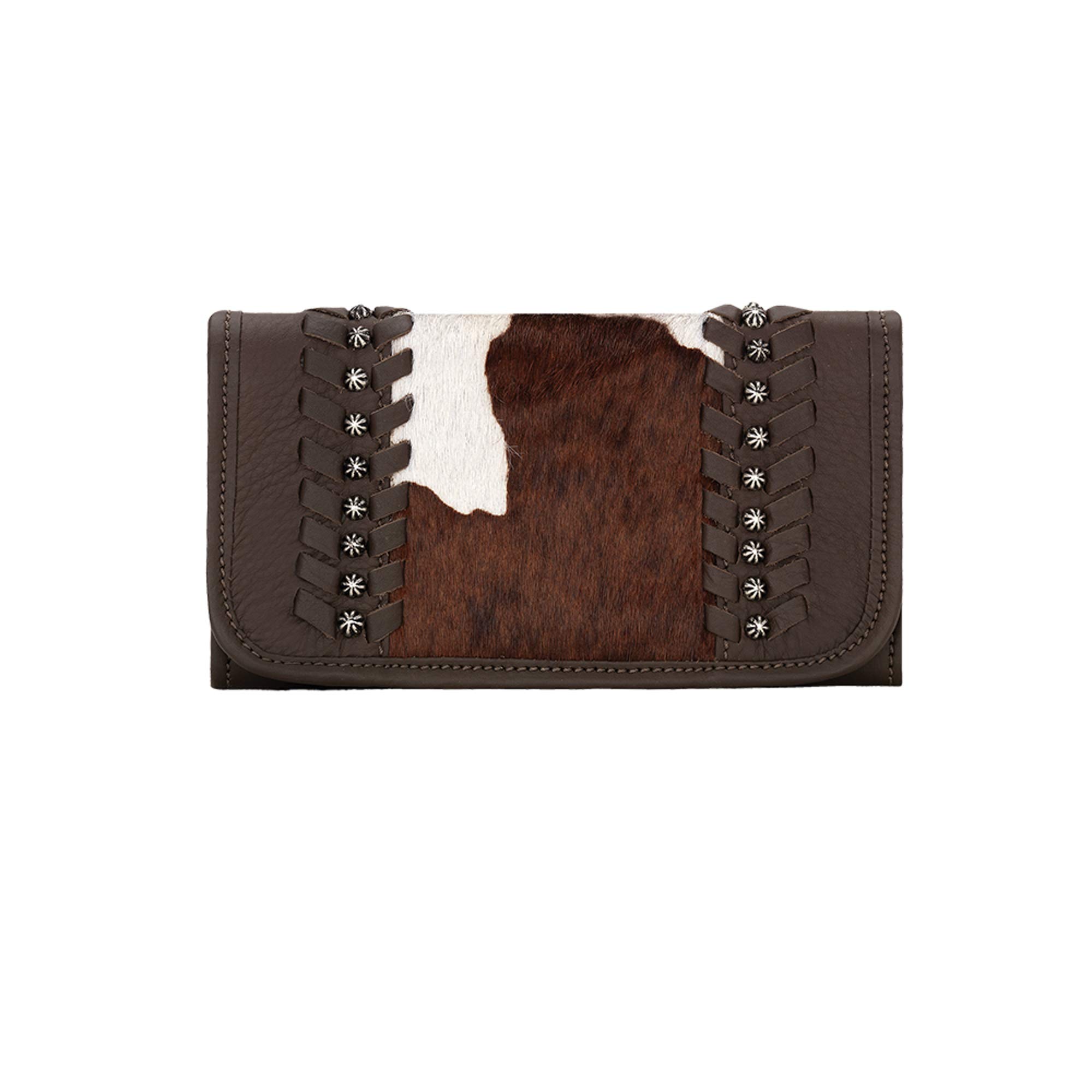American West Women's Cow Town Pony Hair Tri-Fold LeatherWallet