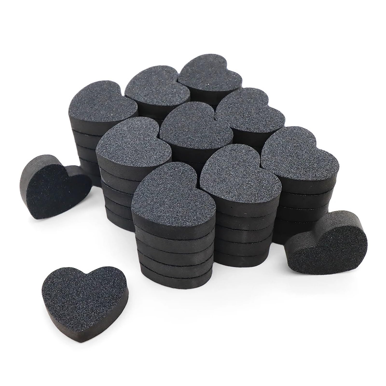 500 Stück herzförmige doppelseitige Nagelfeile, Schwamm, Nagelpufferblock, waschbare Nagelpflege for Formen, Glätten des Fingernagels(500pcs Black)