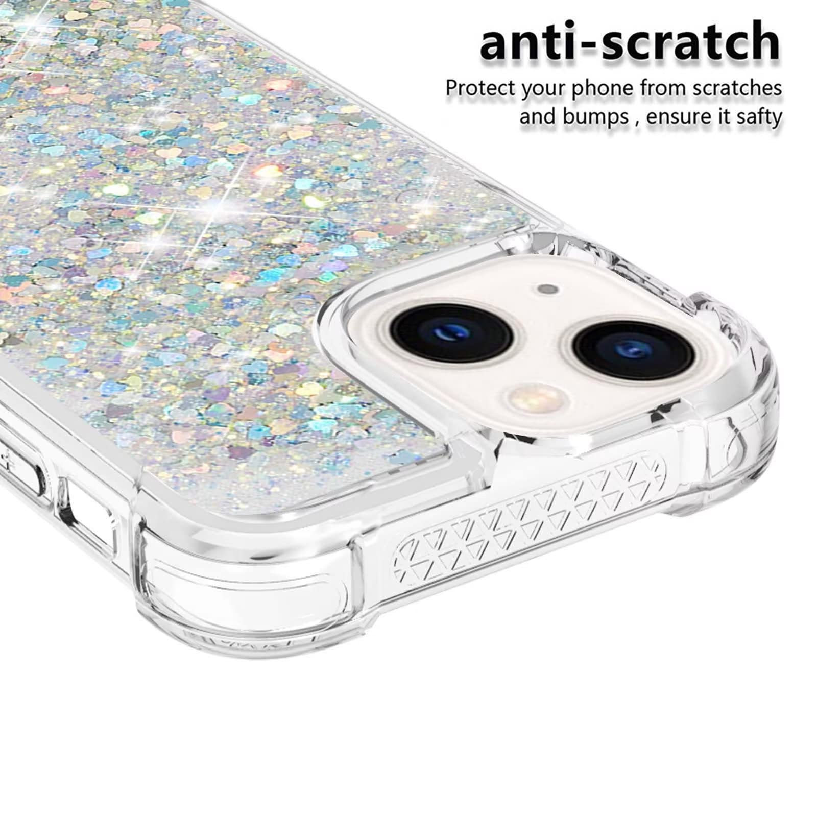 Didan Nadoli Coque iPhone 13 TPU Protecteur Brillant Paillettes Sables Mouvants Transparente Cristal Antichoc Bumper