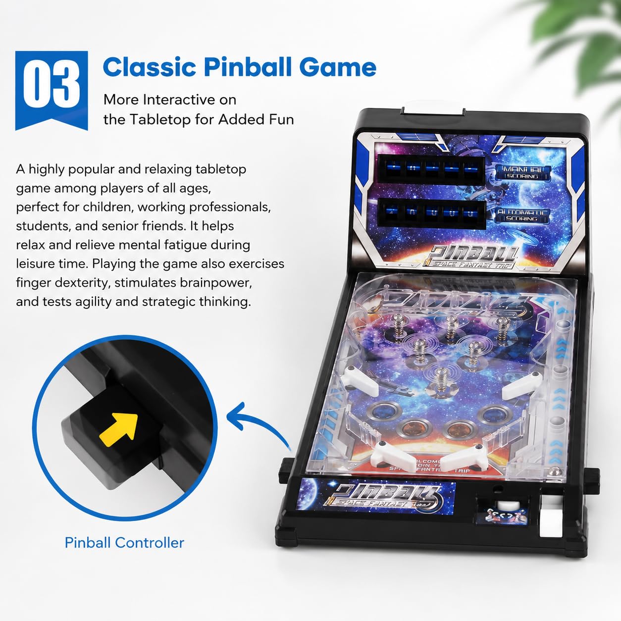 Máquina electrónica de pinball de mesa, mango de tracción, luces y sonidos