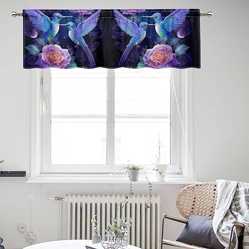 Miniatura 28 de DISNIMO Van Gogh - Cenefas de noche estrellada para ventanas, cenefa de cortina de cocina, 54 x 18 pulgadas, cortinas cortas azules para decoración