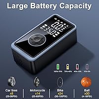 Vista 4 de Inflador de neumáticos, compresor de aire portátil, bomba de aire de 150 PSI para neumáticos de automóvil, bomba eléctrica inalámbrica para Negro