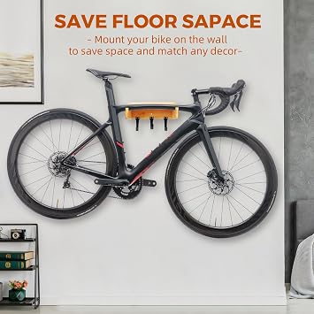 Bike Wall Mount - Indoor Bicycle Rack | Bamboo Bike Rack Storage with Detachable Hangers, Easy to Assemble