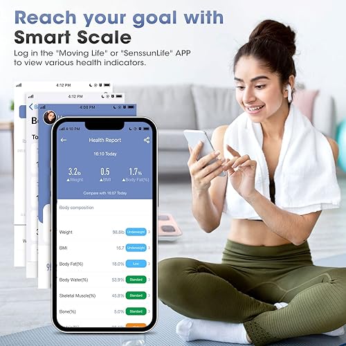 Miniatura 4 de AGM Báscula inteligente para peso corporal báscula digital de grasa corporal peso de IMC báscula digital inalámbrica Bluetooth monitor de