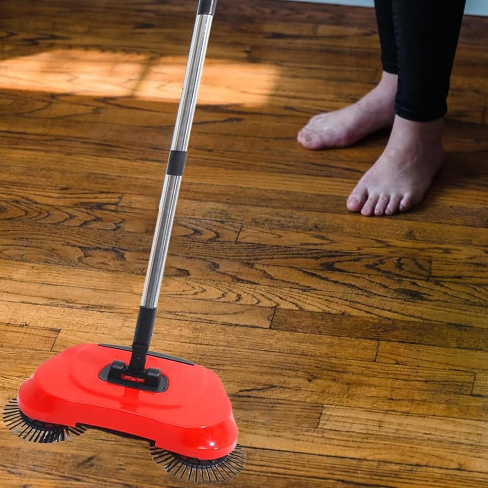 barredora de alfombras, Limpiador de barredora de alfombras - Escoba aspiradora no eléctrica | Herramientas de Limpieza de Pisos, barredora con Mango Ajustable para Limpiar Pelo de Mascotas,
