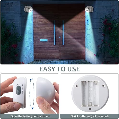 Miniatura 4 de 6 luces con sensor de movimiento, luces nocturnas activadas por movimiento de 360, funciona con pilas, luces al aire libre, seguras, portátiles,