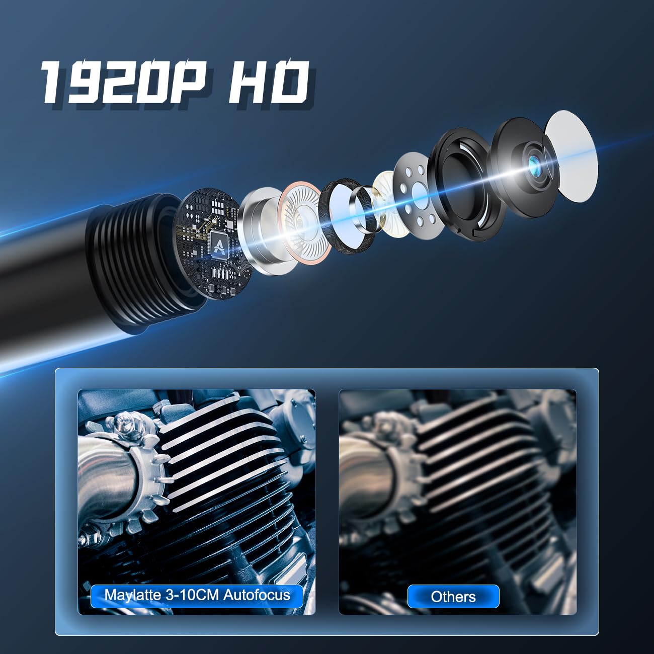 kamera endoskopowa z oświetleniem, 7,9 mm, 1920P HD kamera inspekcyjna z 8+1 światłami, wodoszczelna IP67, półsztywny kabel 5 m, do kamer rurowych, endoskop przemysłowy do systemu Android