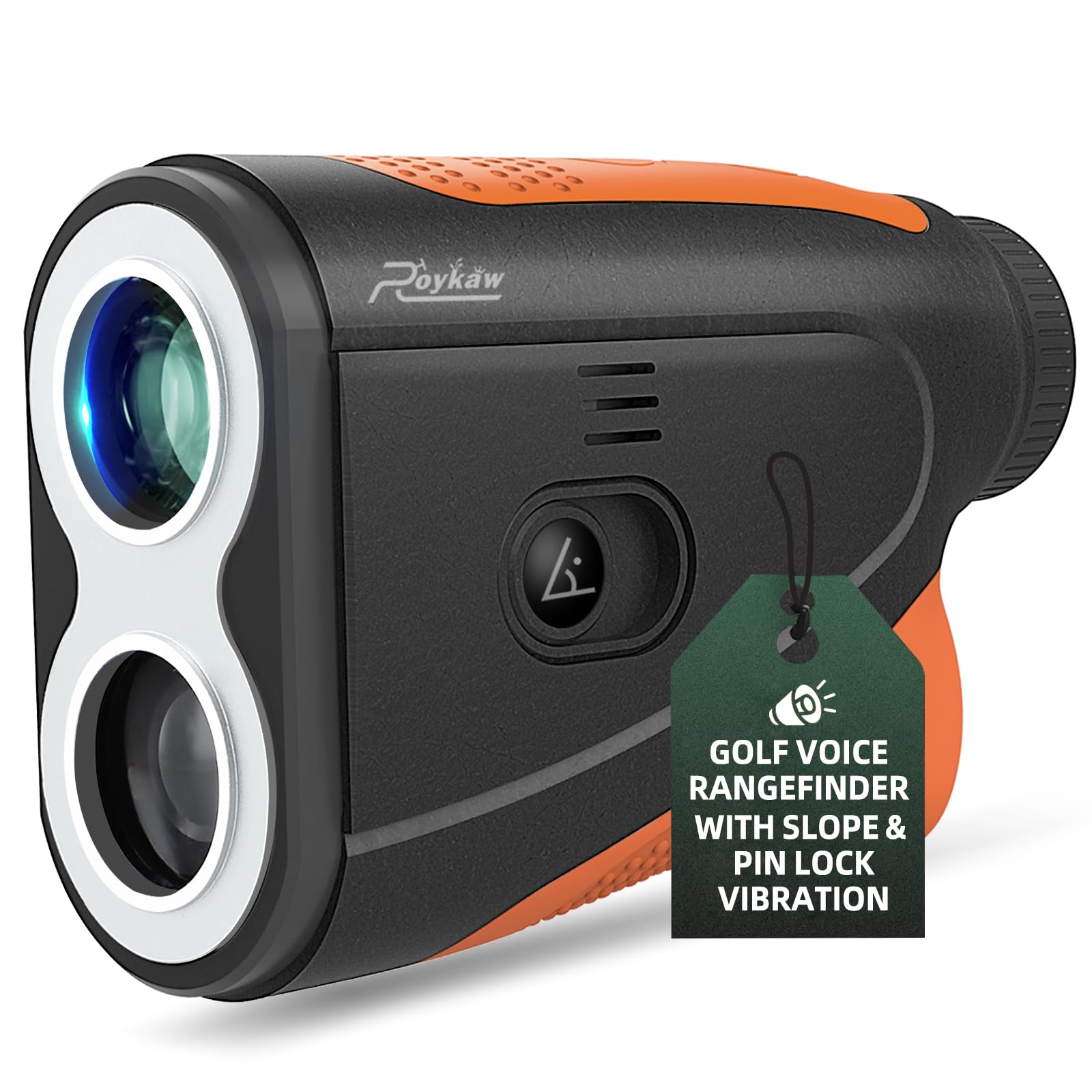 Roykaw Télémètre de golf avec pente, annonce vocale, télémètre laser de 1 200 mètres, vibration de verrouillage de mât, grossissement 7x, vue HD, avec aimant, facile et pratique