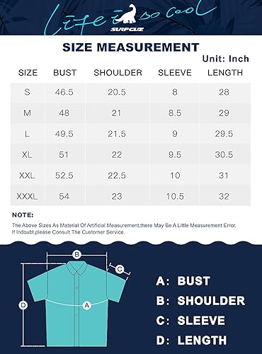 Vista 6 de SURF CUZ Camisas hawaianas para hombre, manga corta, elástica, casual, Aloha, para vacaciones, para hombre, tropical, con botones, para la playa