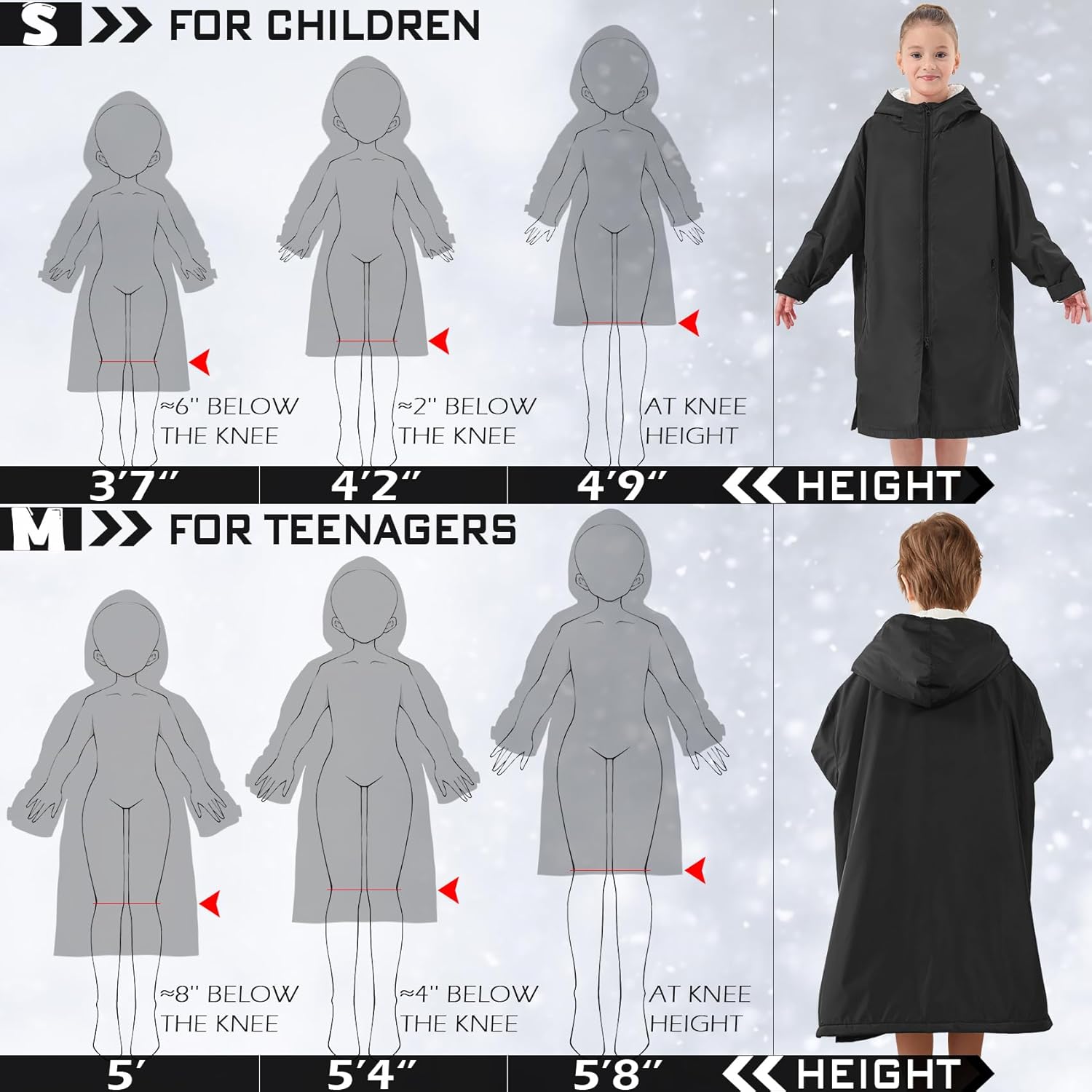 Swim Parka Kids Windproof Sherpa-Lined Unisex Parka Quick-dry Robe Coat for Kids Youth,Oversize Swimming Warm Jacket