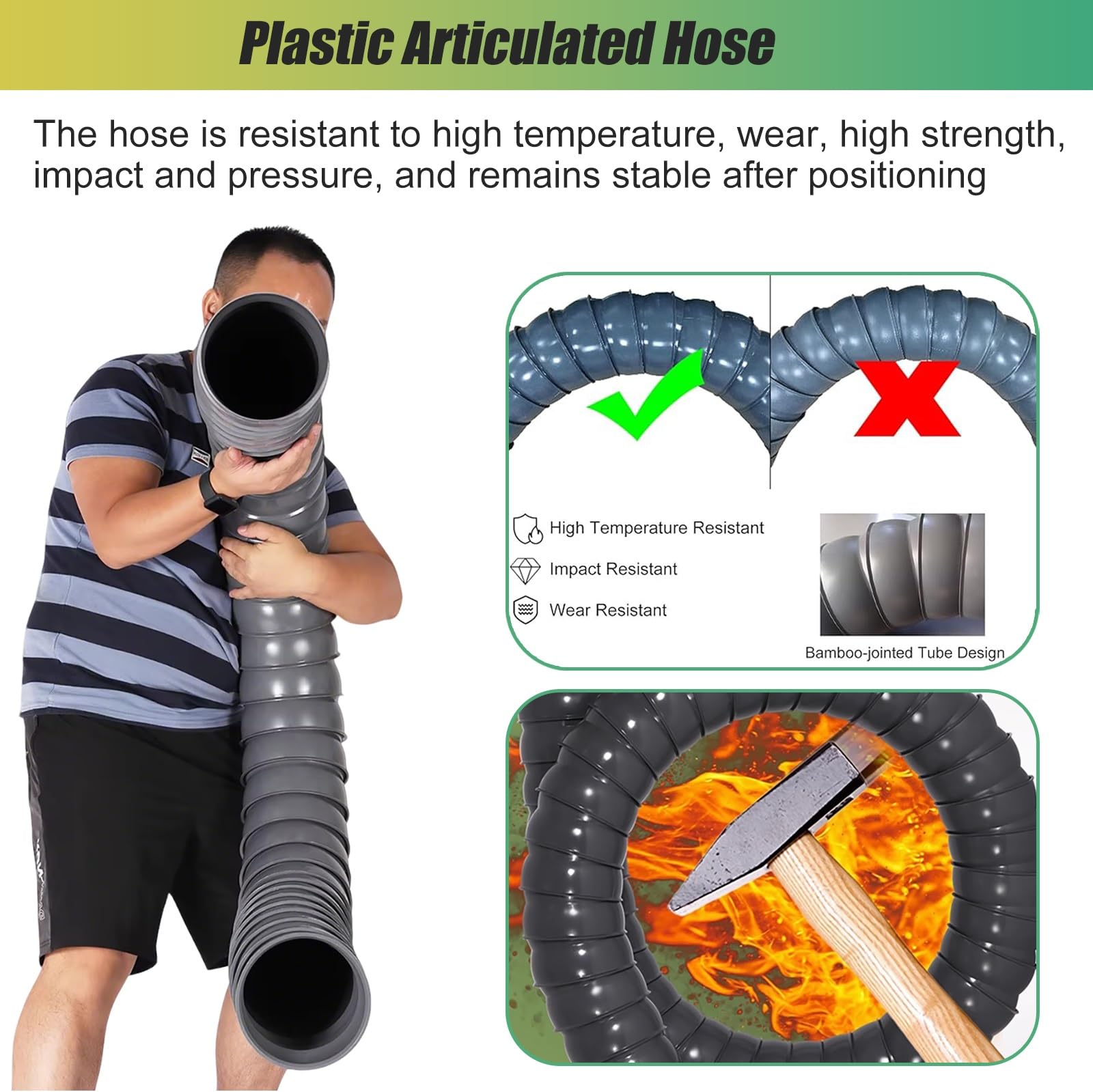 Brazo de extracción de Polvo Industrial articulado Universal para Tubos de Escape: Brazo de succión para Campana extractora con posicionamiento Flexible y sin Soportes para la recolección de