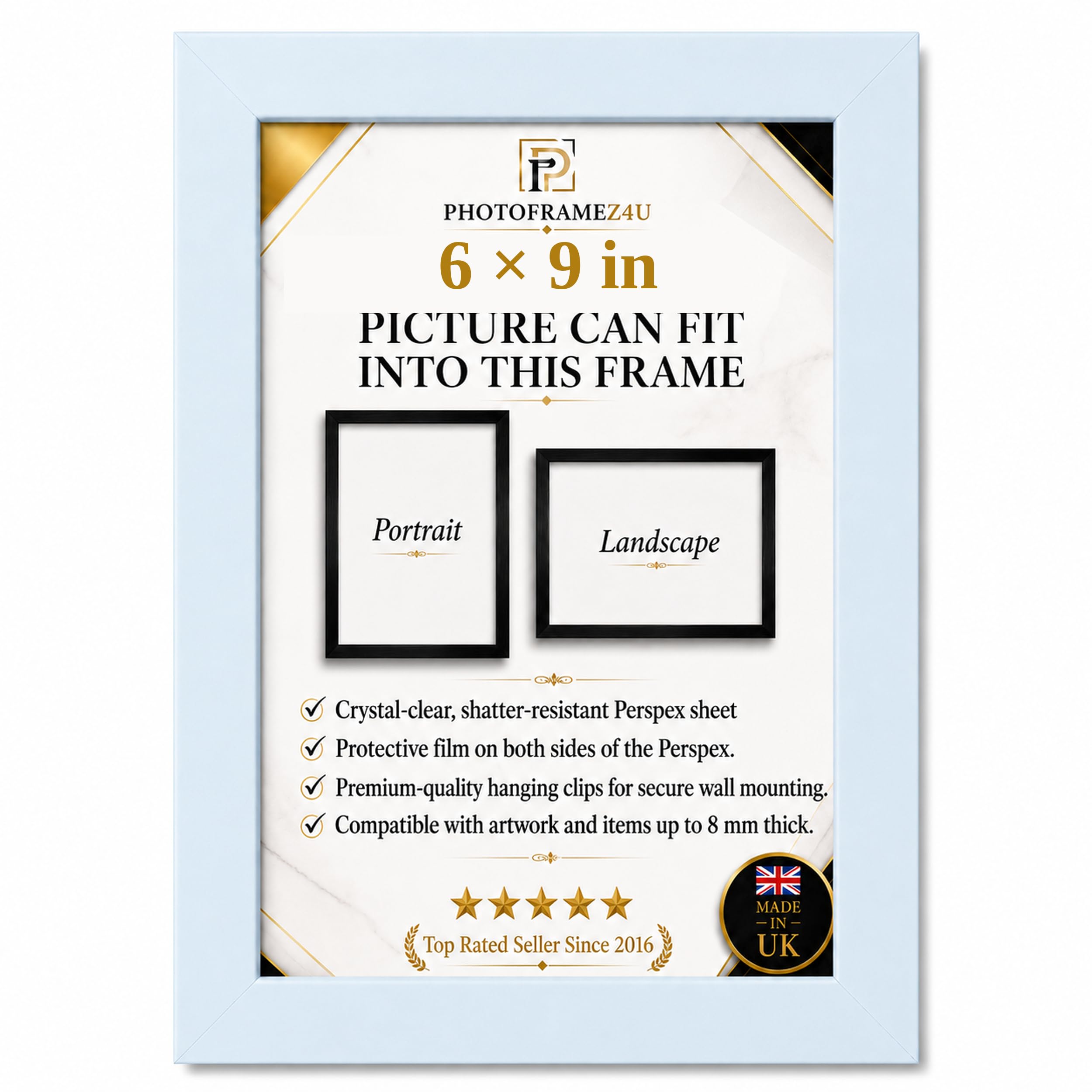 Ulisia Enterprise White 6X9 Inch Wooden Effect Picture Frame – Wall Mountable & Tabletop Display | Photo Frame | Poster Frame For Home Or Office Decor