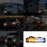 Vista 6 de Frienda 4 luces LED estroboscópicas ámbar 6 LED de advertencia de seguridad intermitente luz de rejilla cabeza de emergencia luces de advertencia