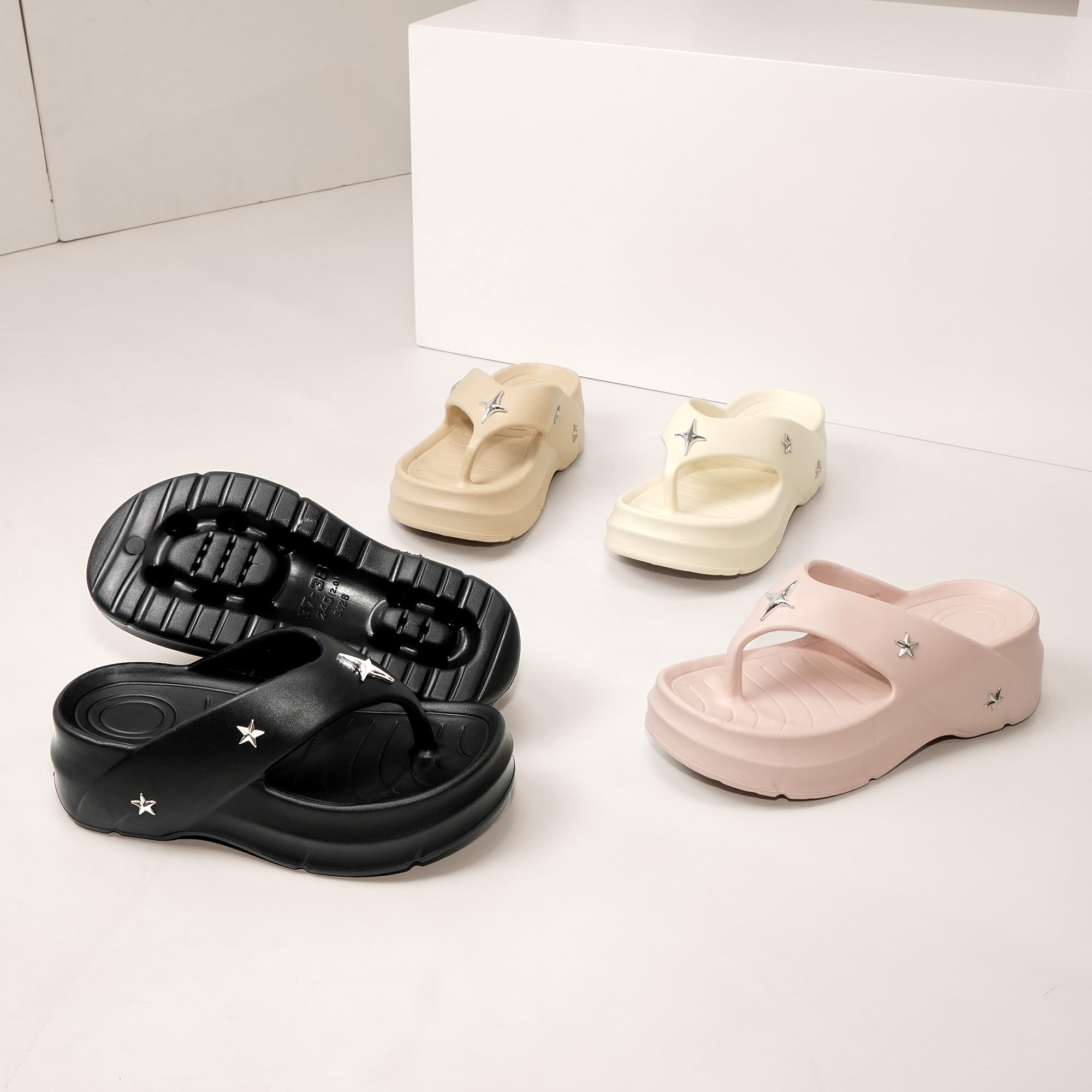 JOMIX Chanclas Elegantes Mujer Sandalias de Verano Antideslizantes con Suela Gruesa Zapatillas Cómodas y Ligeras de EVA para Playas Piscinas y Baños