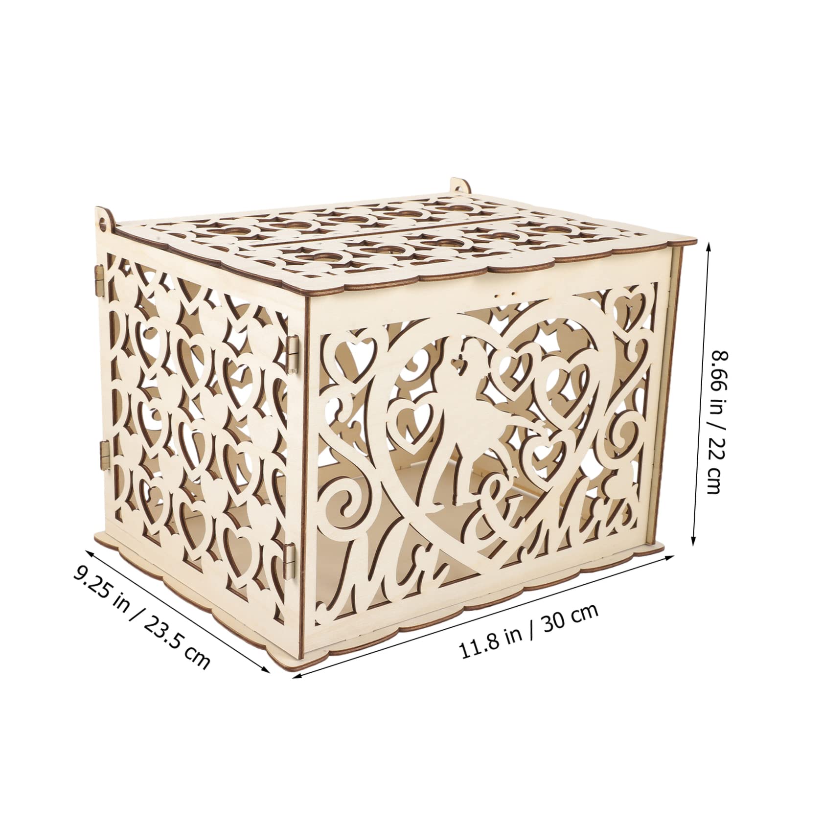 Yardwe Scatola Per Biglietti Di Nozze in Legno Rustico Salvadanaio Per Matrimonio Design Intagliato Per Contenere Biglietti Regalo Denaro e Cartoline