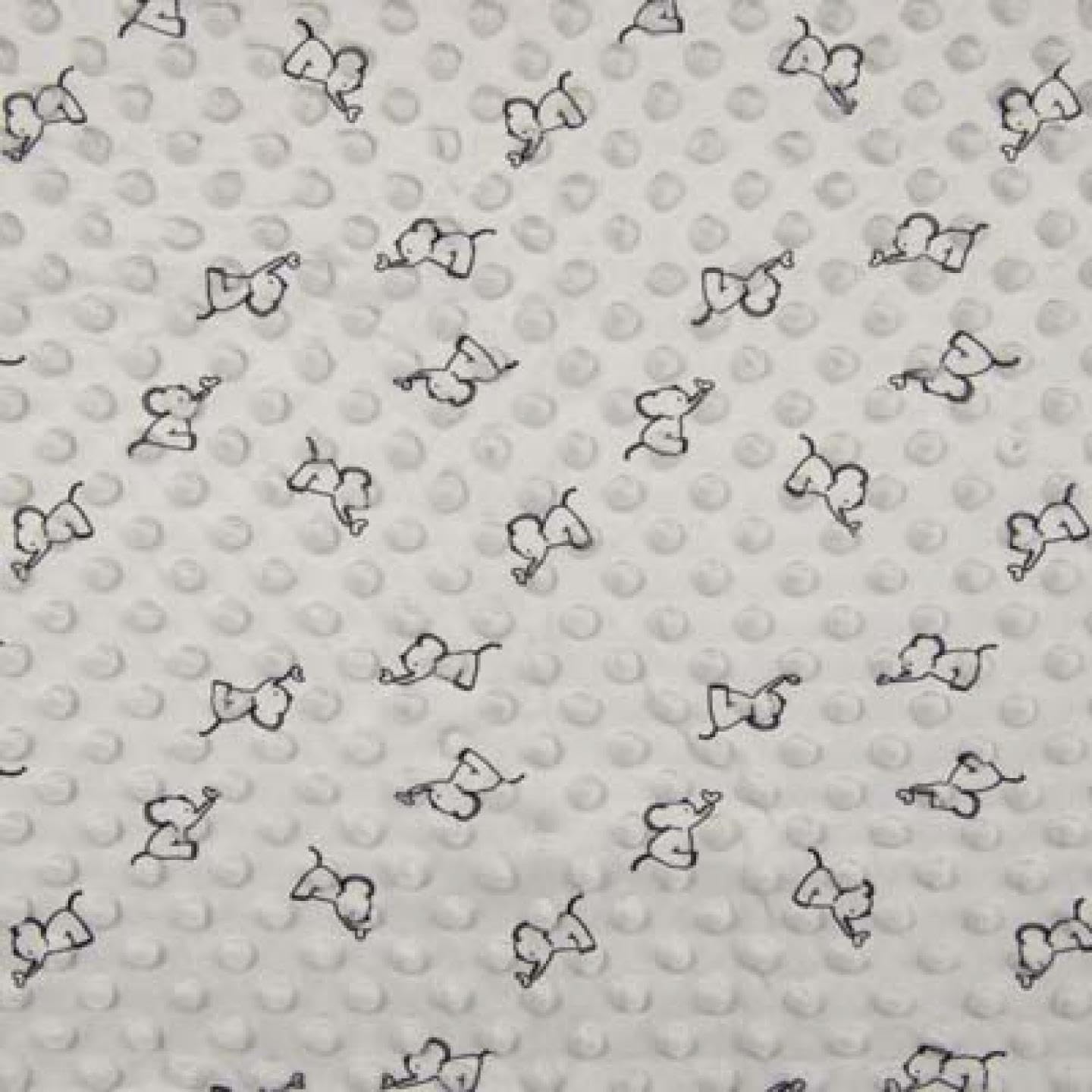 Luxury Dimple Baby Cuddle Soft Fabric Material - Elephants Light Grey