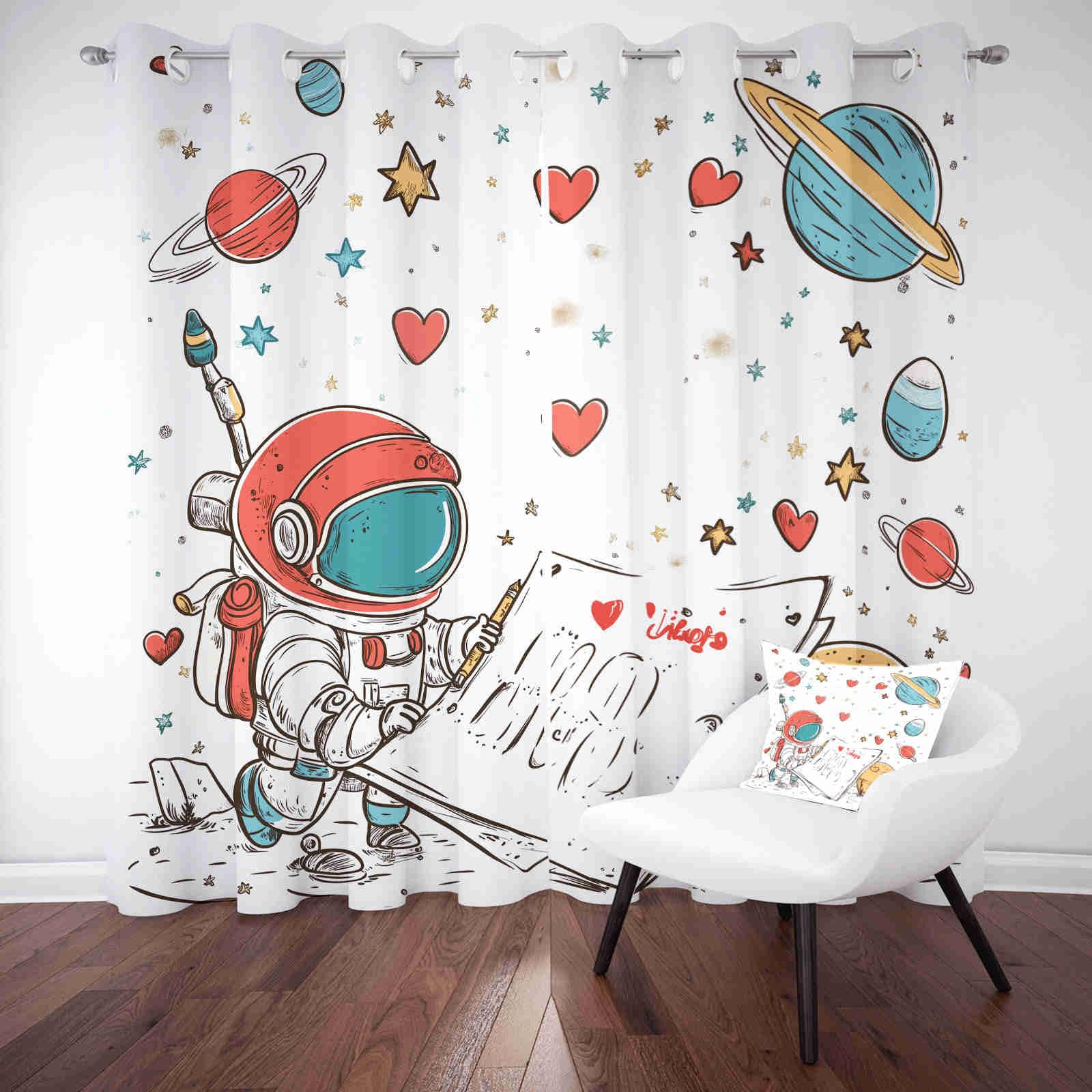Rideau occultant blanc glacier isolant phonique et thermique motif cartoon