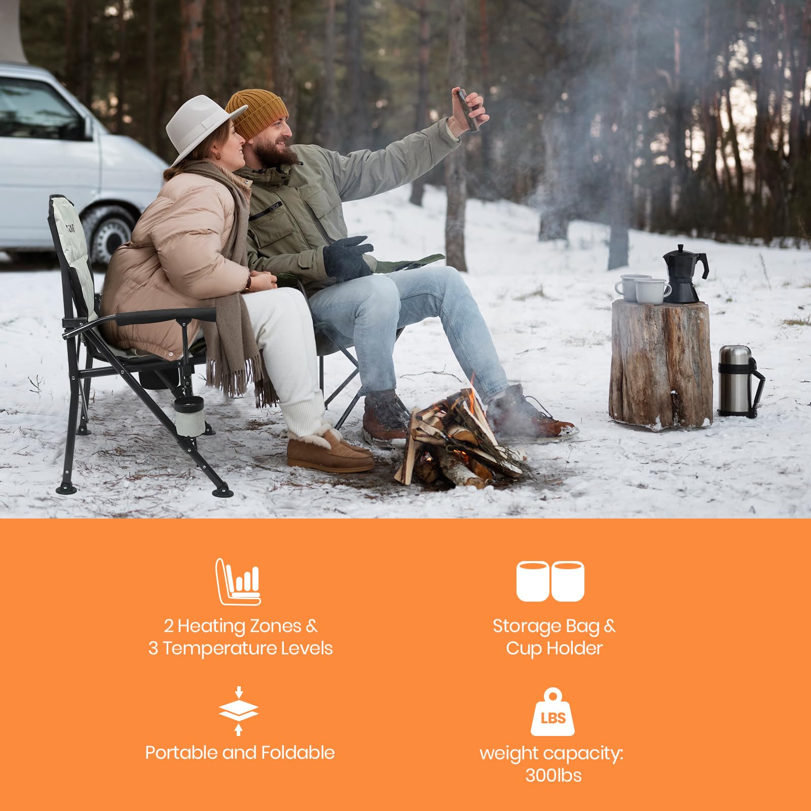 Amazon.com: XGEAR Large Sized Heated Camping Chair for Adult 3