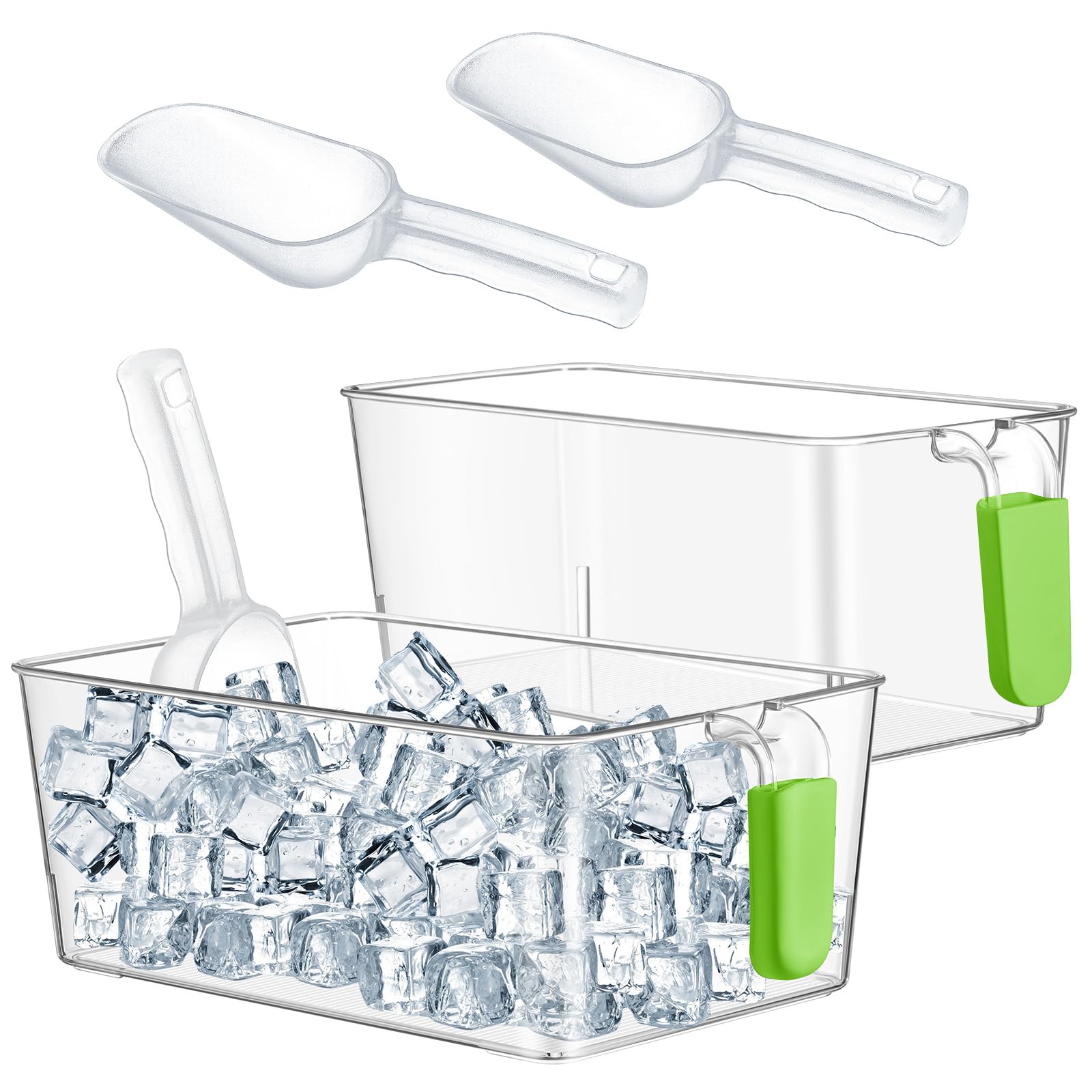 Havawish Ice Storage Bin and Flexible Scoop Set Plastic Freezer Bin