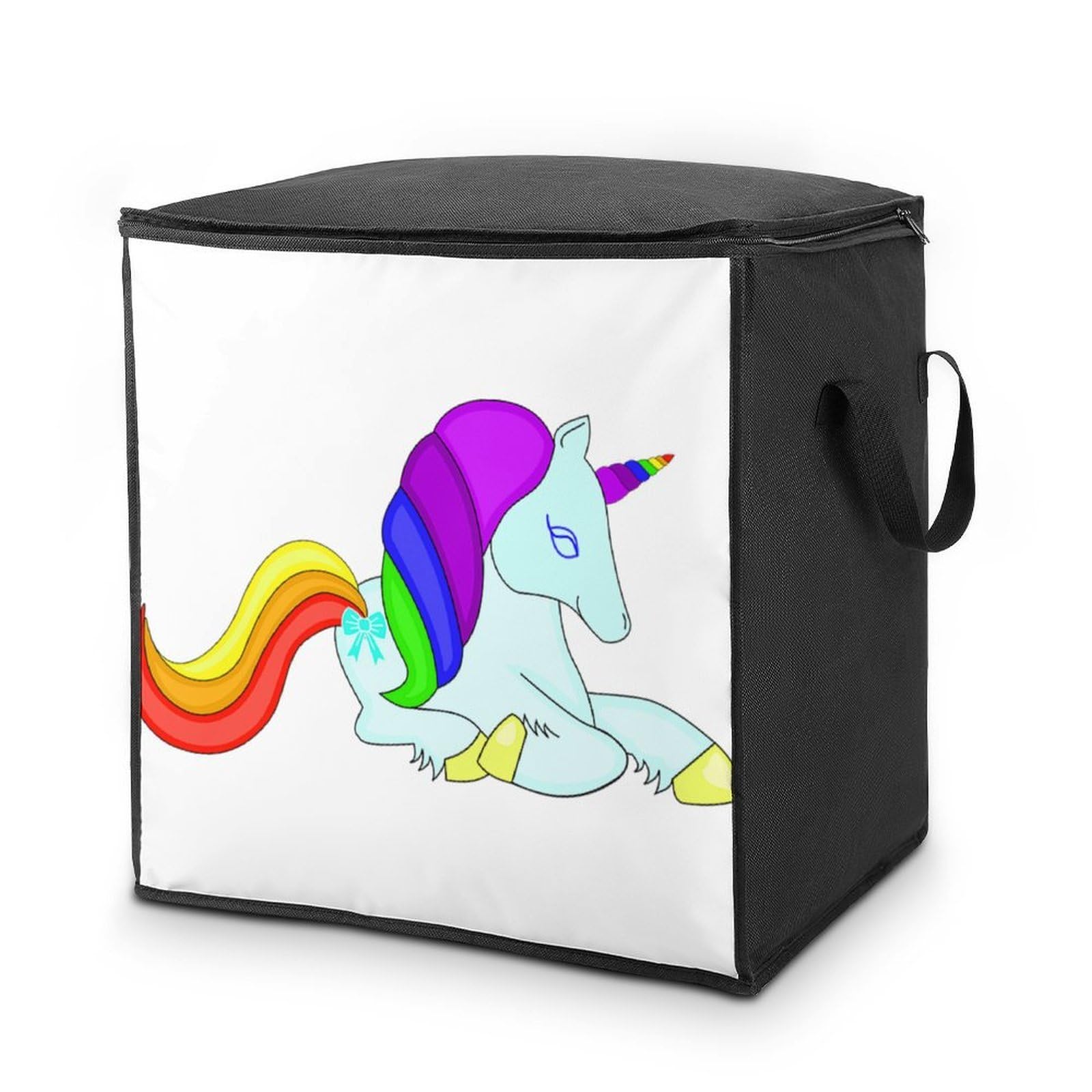 Lyfthologen 70L Storage Bags, Unicorn Rainbow Cute Storage Box with Lid Zipper And Handles, Clothes Bags for Quilt, Blankets, Bedding