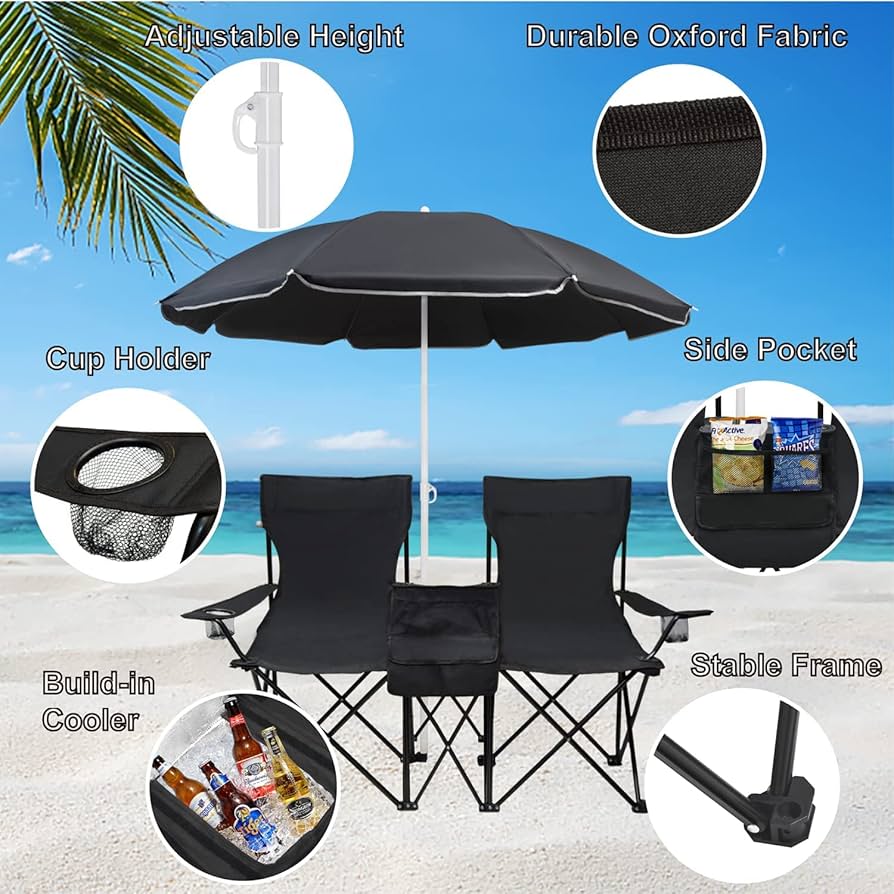 Coca-Cola アウトドアチェア 2人用 パラソル付き