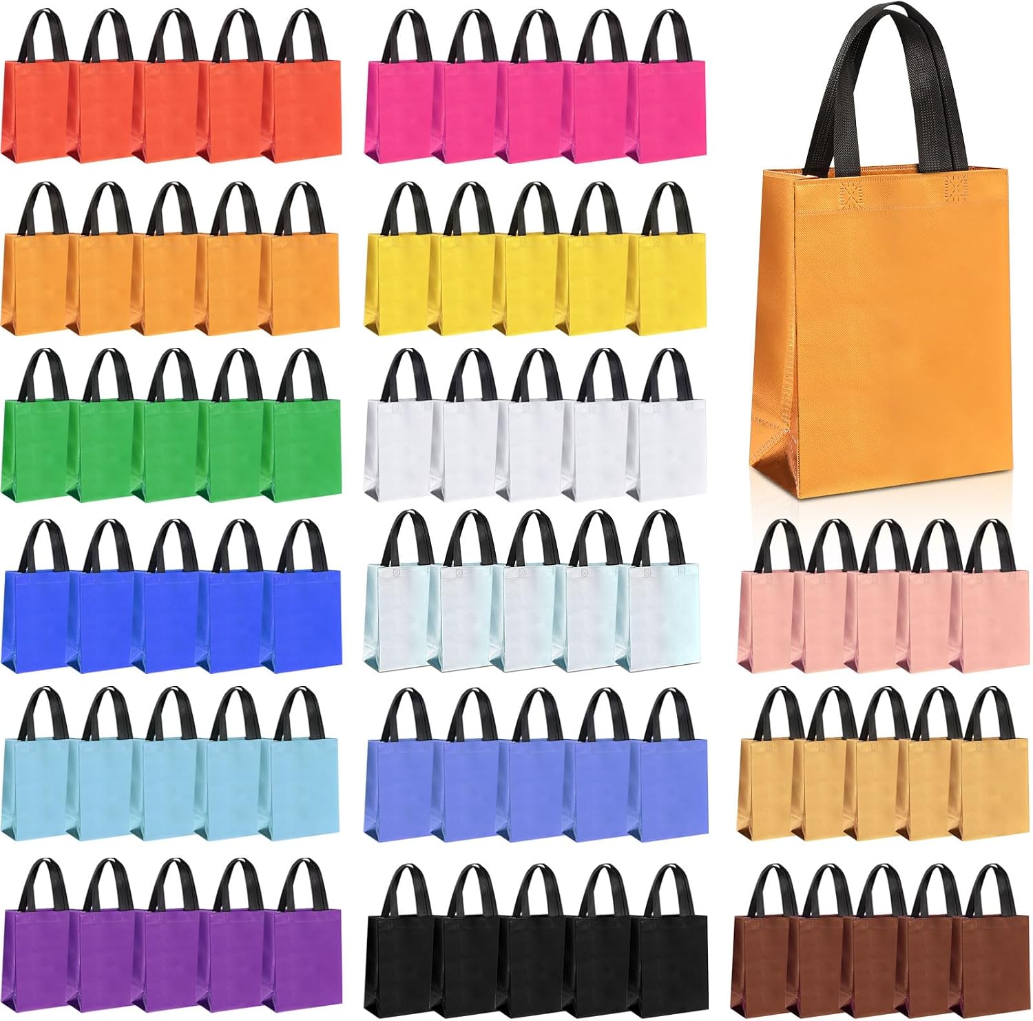 Silkfly 75 Pcs Mix Color Reusable Gift Bags Glossy Finish Birthday Gift Shiny Non Woven Fabric Goodie Bags for Christmas Wrapping Wedding Favors(9.84 x 7.87 x 3.94 Inch,Fresh Color)