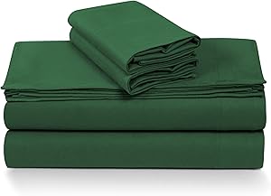 Tribeca Living King German Flannel Pillowcases, Set of 2, 200-GSM Heavyweight Cotton, Emerald Green