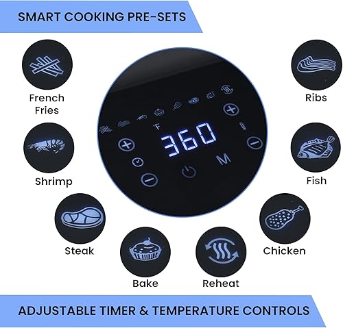 Miniatura 4 de Total Chef Freidora de aire de 5 cuartos de galón - Aerogrill, cesta antiadherente, frita francesa, pantalla táctil digital, 8 presets, Freidora