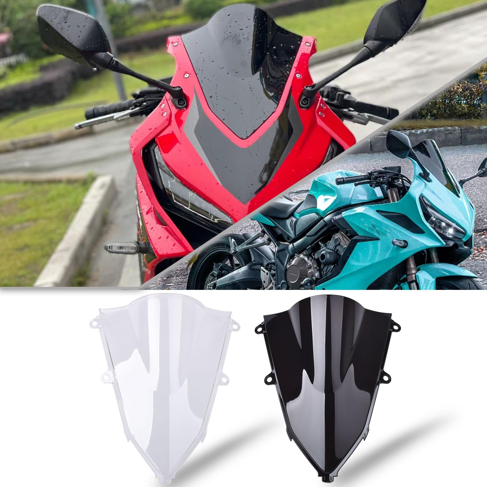Motorrad Wind Windschutzscheibe Windschutz Bildschirm Verkleidung passend für Ho&n&da CBR650R CBR 650R Zubehör 2019-2024 Windabweiser (Schwarzer Rauch)