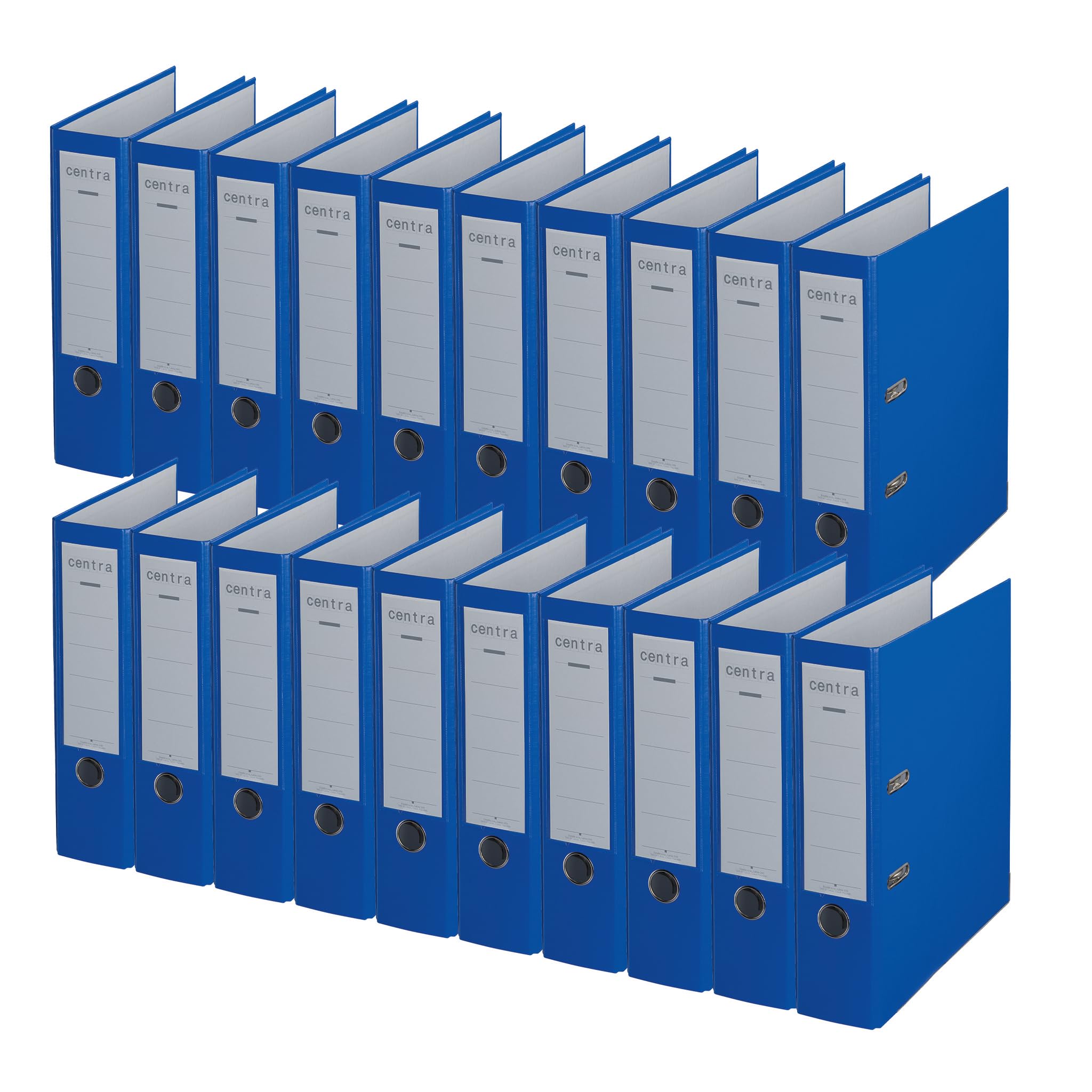 Centra Standard-Ordner (grauappe RC, mit PP-Folie kaschiert, A4, 8 cm Rückenbreite, Chromos) blau, 20 Stück