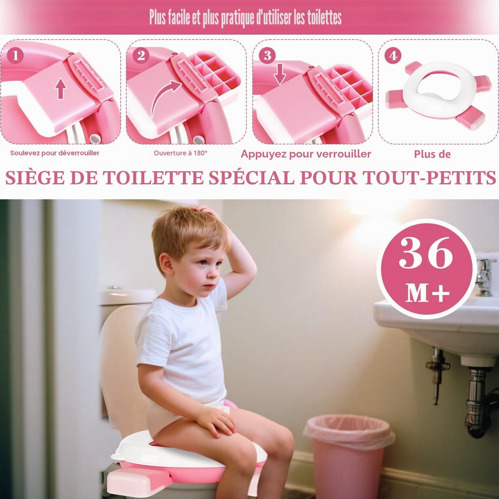 Siège de toilette 3 en 1 - entraînement, déplacements, voyage - 20 sacs de propreté - portable, pliable, antidérapant