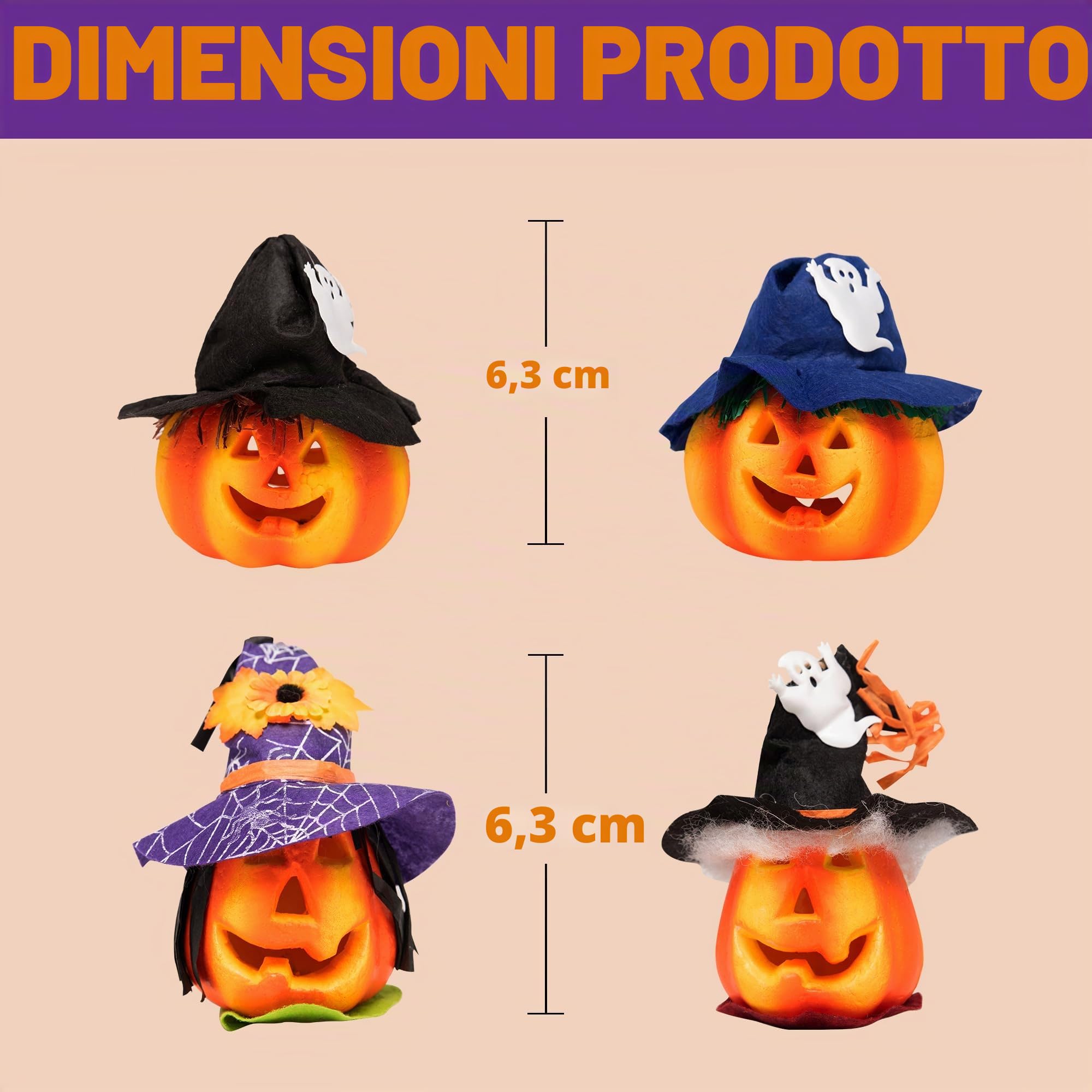 JOYIN 6 Pz Illuminano Zucche Decorazioni di Halloween Outdoor Indoor Jack O Lanterne Decor Luci LED Schiuma Halloween Home Decor Grande Dolcetto O scherzetto secchio