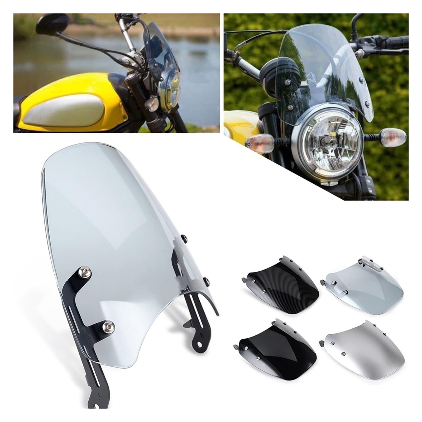 Moto Pare-Brise pour Bonneville T100 T120 1200cc T 100 Thruxton 900 SR500, Déflecteur De Vent Carénage Phare Pare-Brise Bulle/Saute Vent Compatible avec