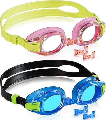 Miniatura 25 de Aegend - Paquete de 2 gafas para niños, gafas de natación para niños de 4 a 16 años, niños y niñas jóvenes, gafas de piscina antivaho, impermeables,
