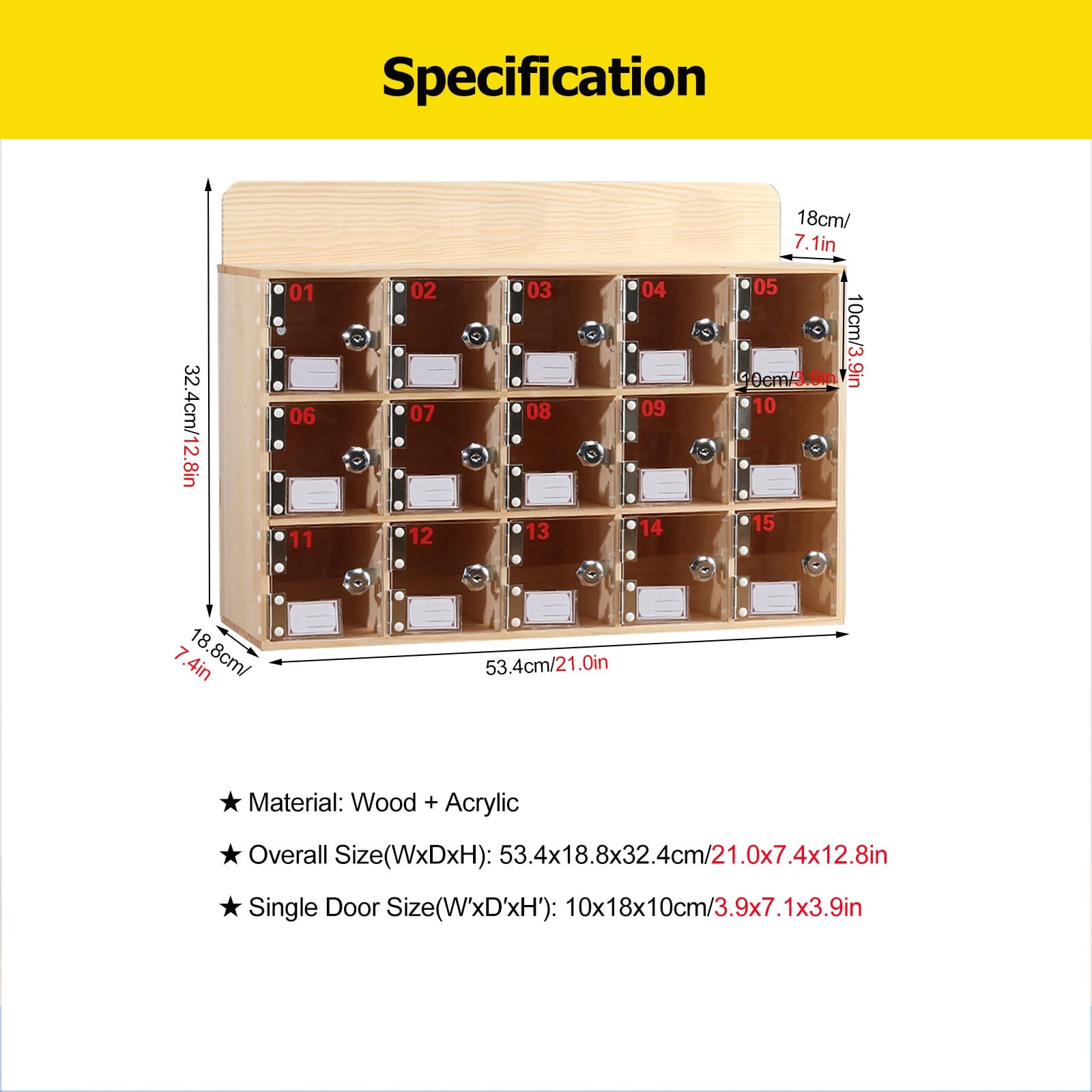 20Bay Armadietto in legno per cellulare con serratura e chiavi, porta in acrilico, per scuole, palestre, fabbriche, laboratori e sale esami, perfetto per la sicurezza dei dispositivi di dipendenti e