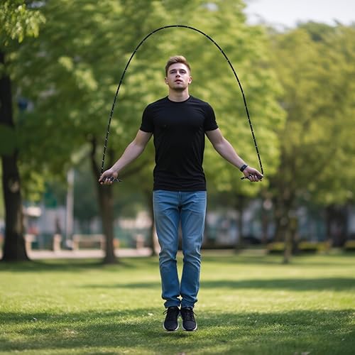 Miniatura 7 de Cuerda de saltar reflectante mejorada cuerda de entrenamiento ajustable de doble tejido de primera calidad para hombres y mujeres, poliéster