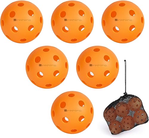 Dinkhiiro Paquete de 6 o 12 bolas de pickleball con bolsa, compatible con USAPA para interiores y exteriores, accesorios para juego de pepinillo,
