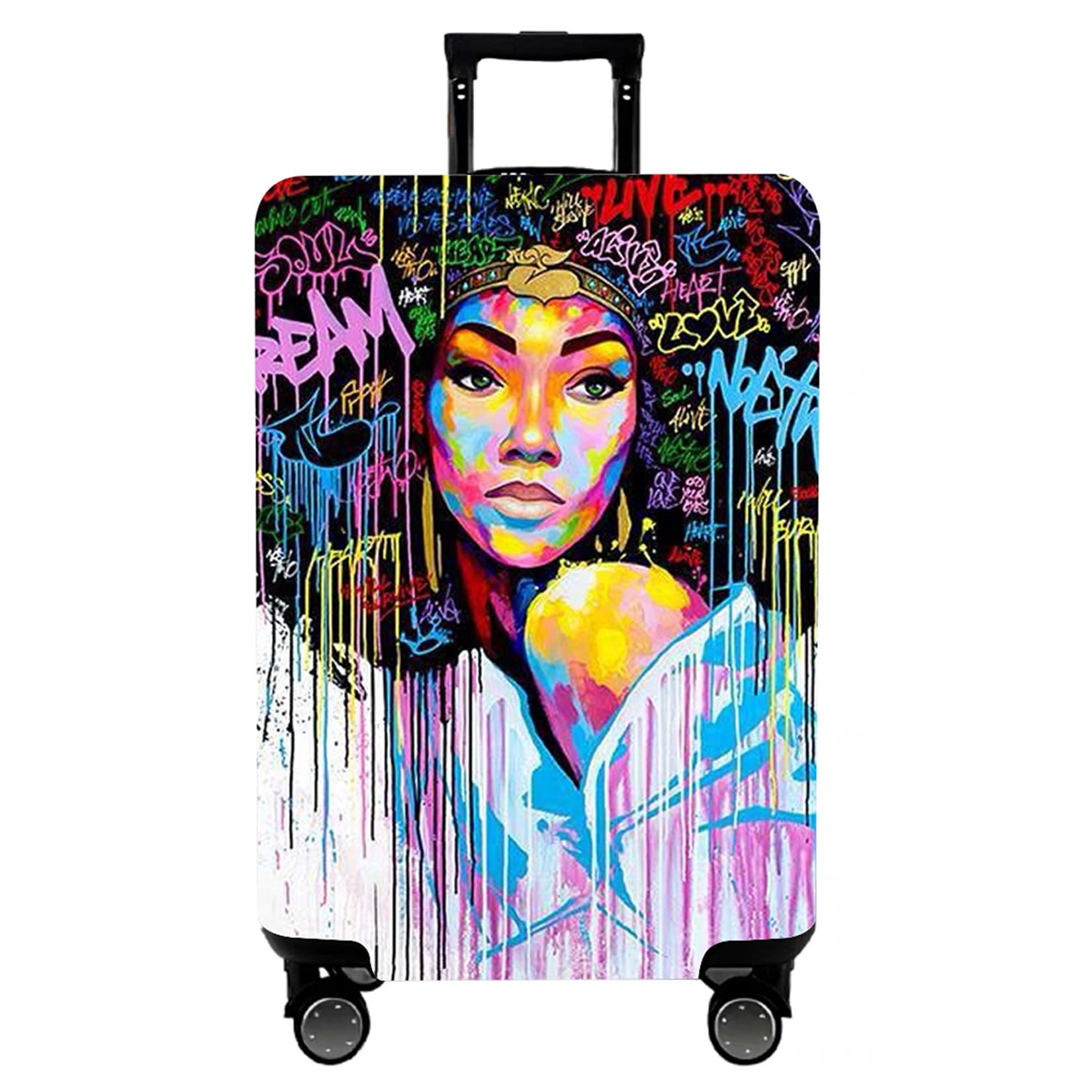 WUJIAONIAO Travel Luggage Cover Baggage Suitcase Cover Protector Skins 18-32 Inch (Graffiti A8, M (for 22-24 inch luggage))