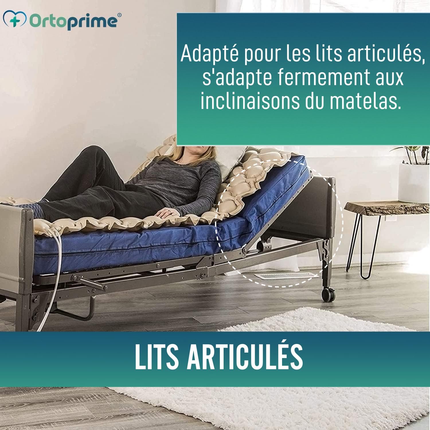 OrtoPrime Matelas à Air Alternatif avec Compresseur Silencieux Inclus – Système à Cellules Gonflables Confort – Surmatelas Médical Anti-escarres 200x90x7 cm pour Lit et Patient Alité