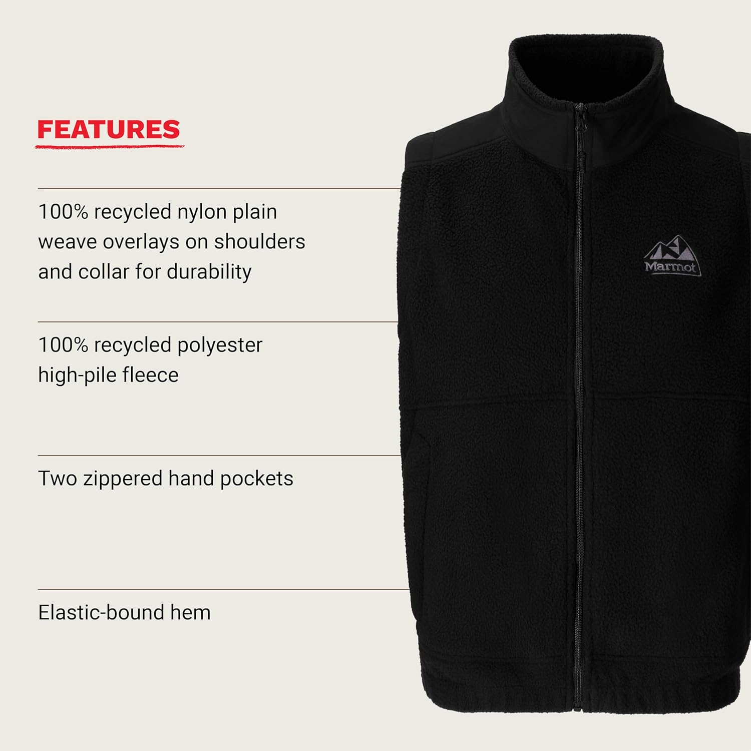 MARMOT mens Wanderer High Pile Fleece Vest - Image 5