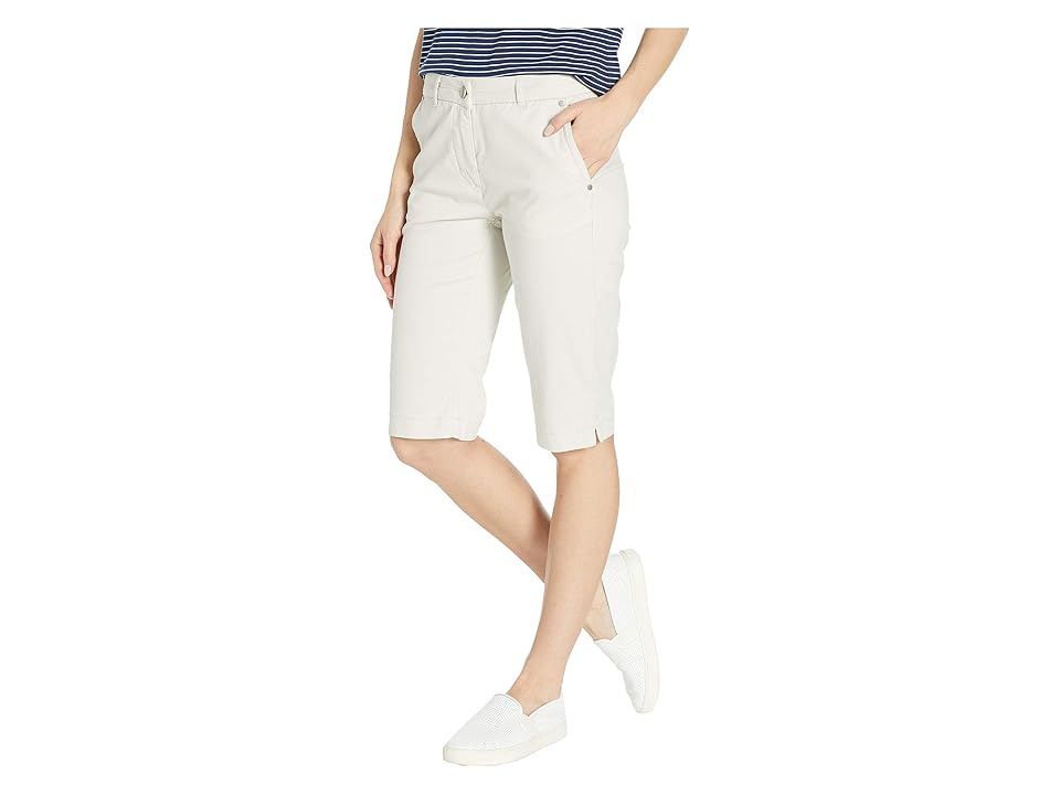 

Tribal Stretch Mini Twill Fly Front Bermuda (Stone) Women's Shorts, White
