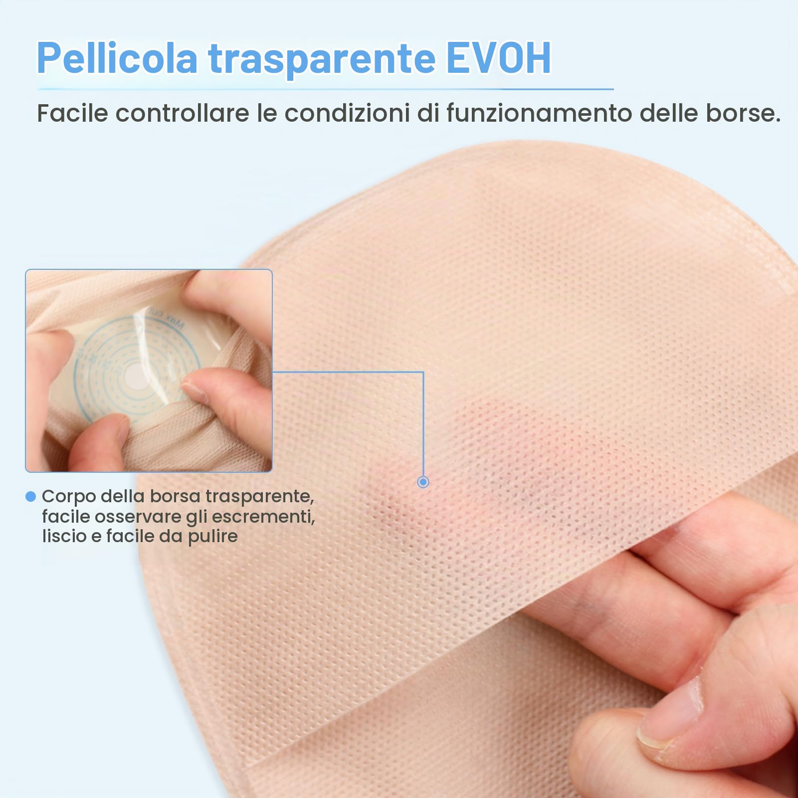 30 Pezzi Sacchetti Colostomia, Monopezzo Drenabili, 45 Mm | Con Scheda di Misurazione, Sacchetti per Stomia Ritagliabili, per Colostomia, Ileostomia e Stomia