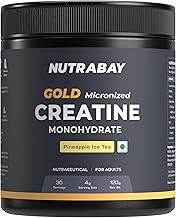 Nutrabay Gold Micronised Creatine Monohydrate 120g Powder, Pineapple Ice Tea Flavor – Pre/Post Workout Supplement for Muscle Repair & Recovery – Supports Performance & Power