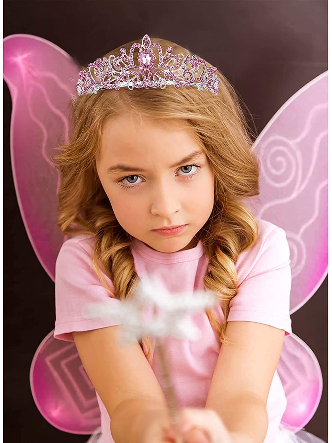 CAVETEE Pink Birthday Crowns & Sash For Women - Rhinestone Tiara & Glitter Sash - Perfect For Birthday Parties - One Size Fits All - View #3