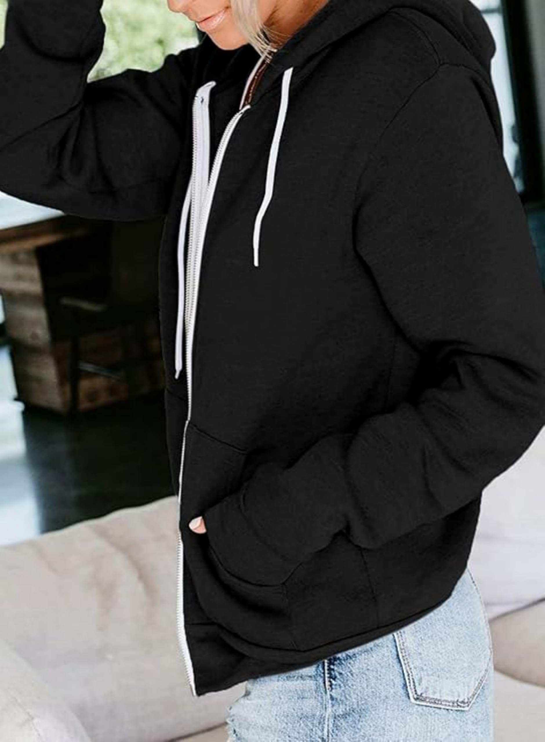 Jhsnjnr Sweatjacke Damen Kapuzenpullover Langarm Reißverschluss Pullover Fleecejacke Sport Sweatshirt Jacke Zipper Hoodie