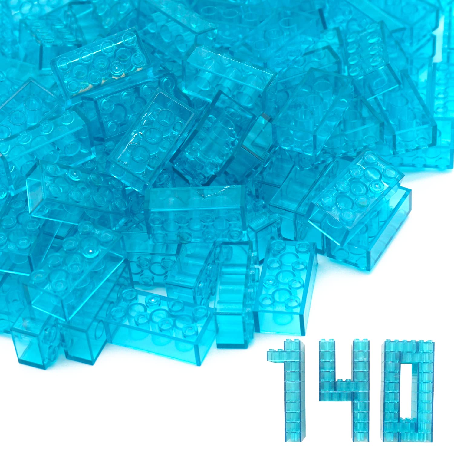 WYSWYG 140 Building Blocks, Compatible, Multicolored, for Children & MOC Enthusiasts - Clear Blue — image 1