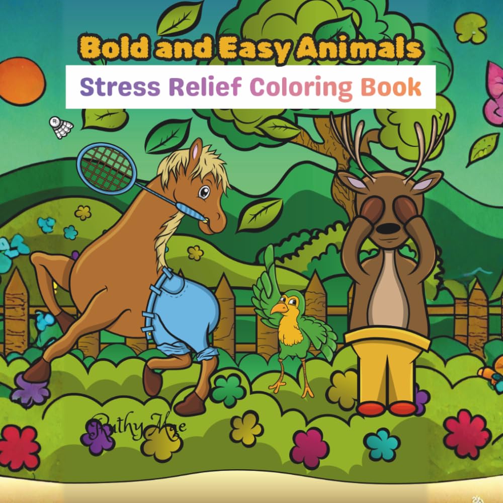 Bold and Easy Animals: Stress Relief Coloring Book
