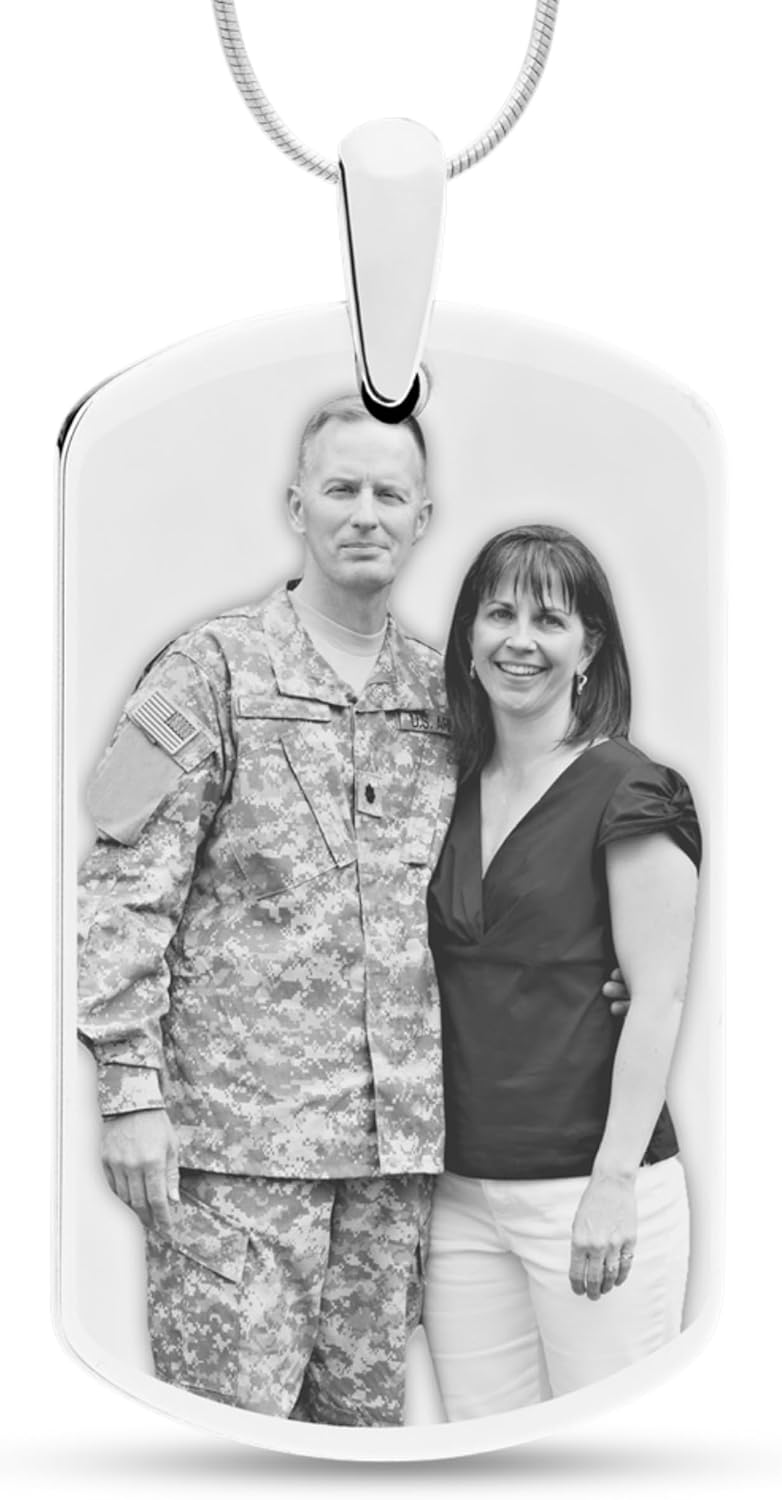 Personalized Photo Engraved Dog Tag with 20" Chain