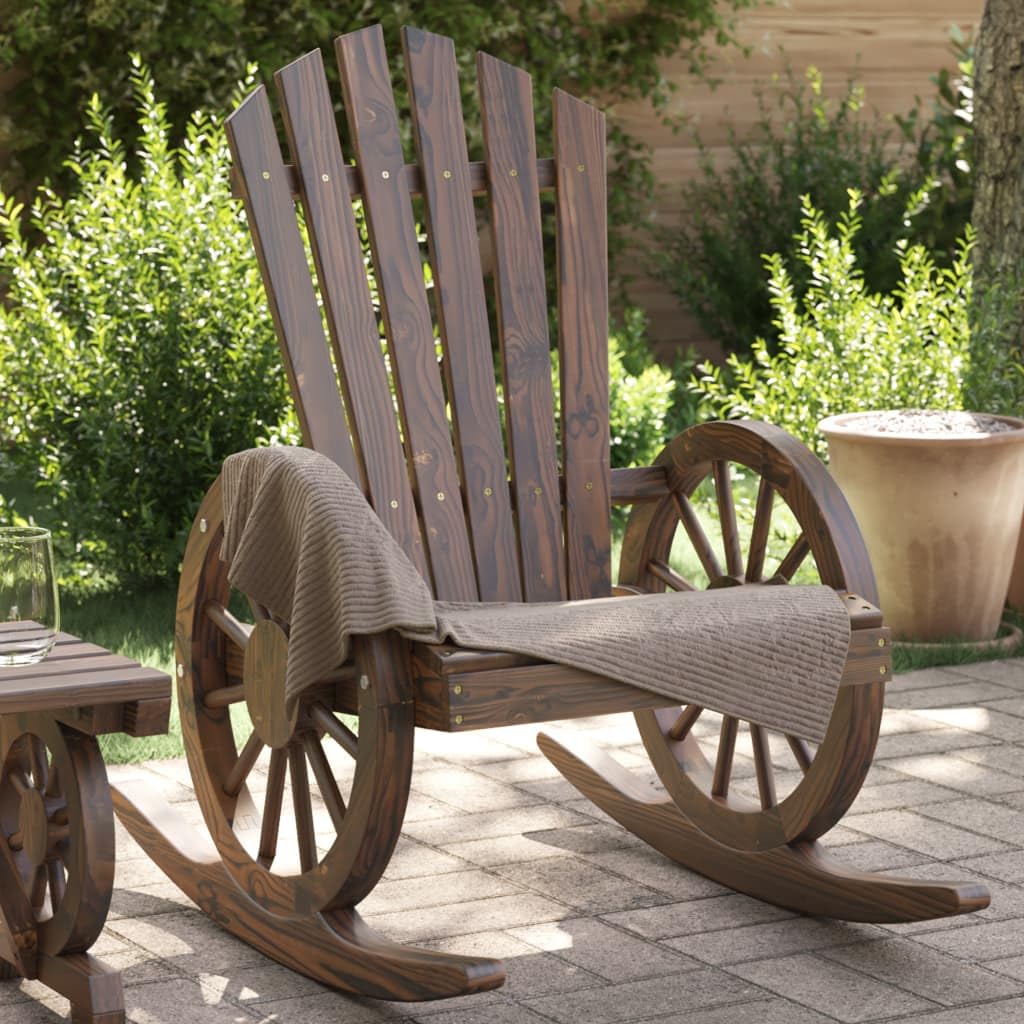 Sedie a Dondolo Adirondack 2 pz in Legno Massello di Abete Comfort Outdoor con Schienale Ergonomiche per Giardino Terrazza Balcone